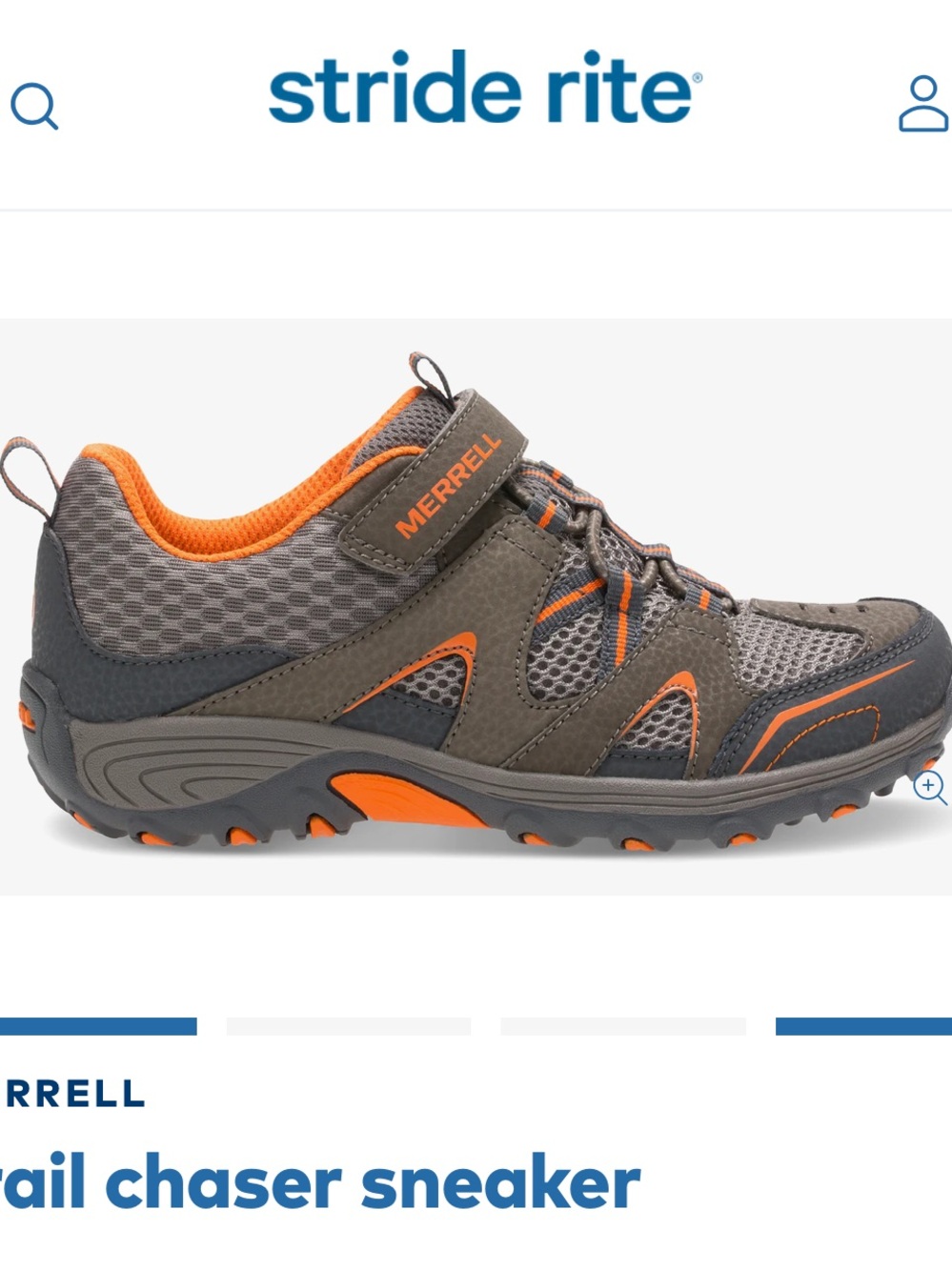 Merrell Gray and Orange Trail Sneaker  size 5.5 or woman’s 7